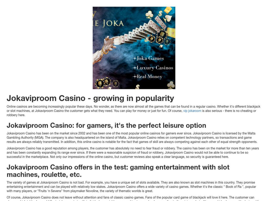 JokaRoom Vip Betting Facility for Australian Players